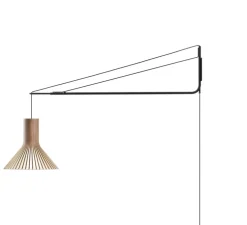 Applique à bras, prise au sol, Varsi, Puncto, noyer, Ø45cm - Secto Design