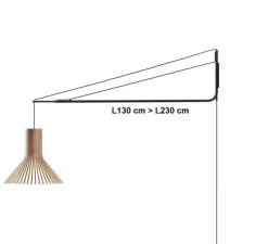 Applique à bras, prise au sol, Varsi, Puncto, noyer, Ø45cm - Secto Design