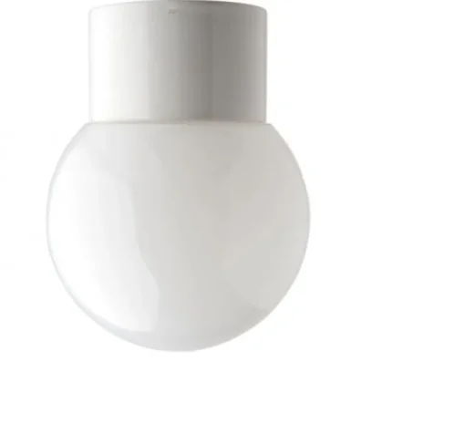 Applique / plafonnier de salle de bain étanche en Porcelaine, verre opalin Glass 003, IP54, Ø12,5cm, H16,5cm - Zangra