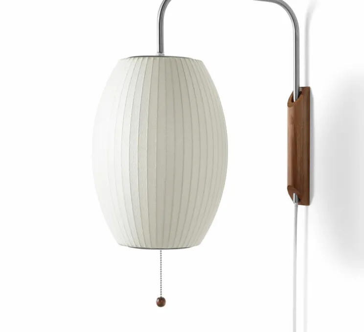 Applique, Bubble Cigar, Blanc, noyer, interrupteur, L80cm, H32cm - Hay