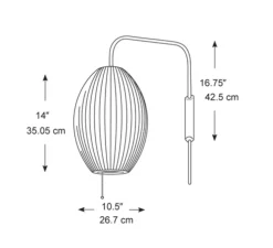 Applique, Bubble Cigar, Blanc, noyer, interrupteur, L80cm, H32cm - Hay