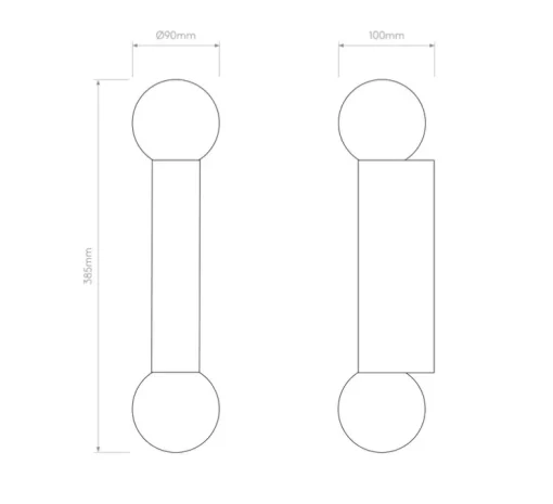 Applique de salle de bain, Ortona Twin, noir, IP44, L9cm, H38,5cm - Astro