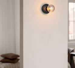 Applique de salle de bain, Bee, noir fumé, IP65, Ø12cm, H18cm - Humble