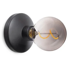 Applique de salle de bain, Bee, noir fumé, IP65, Ø12cm, H18cm - Humble