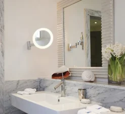 Applique de salle de bain, Niimi Round LED, chrome poli, IP44, LED, 3000K, 146 lm, Ø25cm, P11,5 - 35cm - Astro