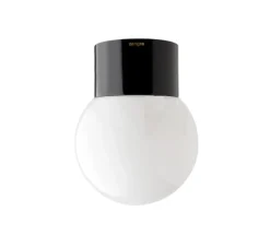 Applique de salle de bain, IP54, Glass 003, opalin, noir, Ø12,5cm, H16cm- Zangra
