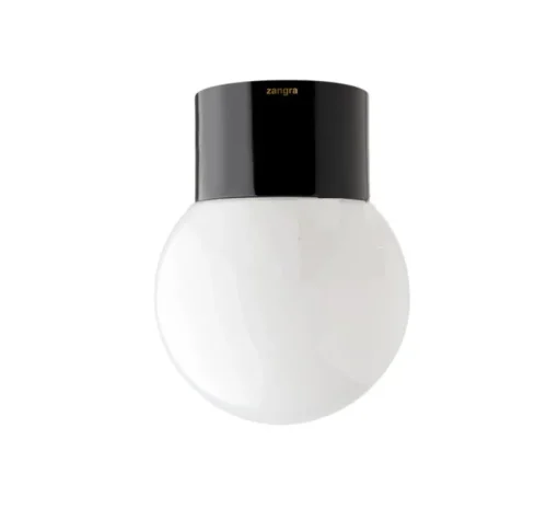 Applique de salle de bain, IP54, Glass 003, opalin, noir, Ø12,5cm, H16cm- Zangra
