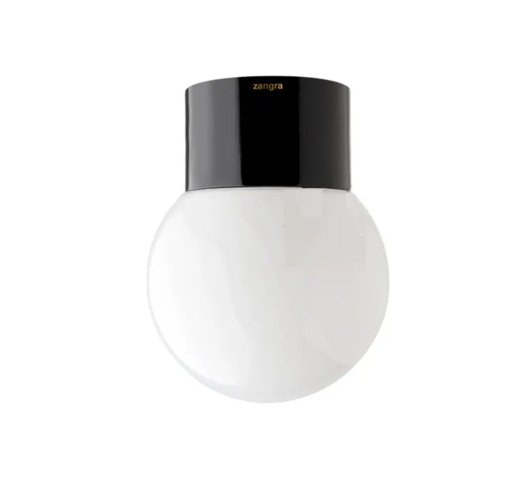 Applique de salle de bain, IP54, Glass 003, opalin, noir, Ø12,5cm, H16cm- Zangra
