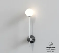 Applique de salle de bain, Orb single, chrome poli, IP44, L8cm, H38cm - Astro