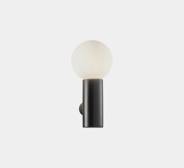 Applique de salle de bain, Mist simple, noir, IP44, Ø10cm, H20cm - LEDs C4