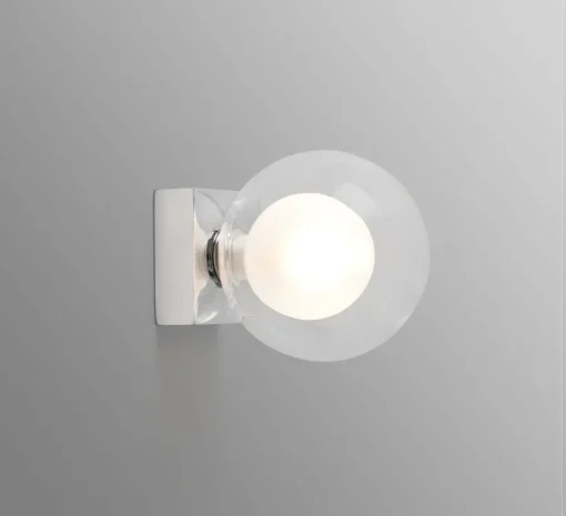 Applique de salle de bain, Perla, IP44, blanc et chrome, Ø12cm, H15cm - Faro