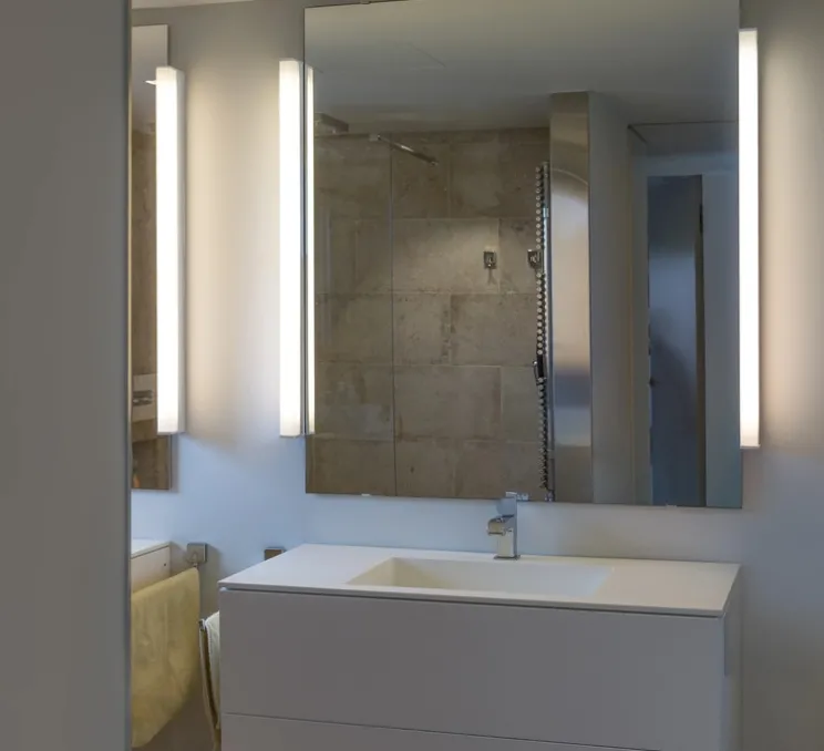 Applique de salle de bain, NILO-2, chrome, IP44, LED, 3000K, 1400lm, L90cm, H4cm - FARO
