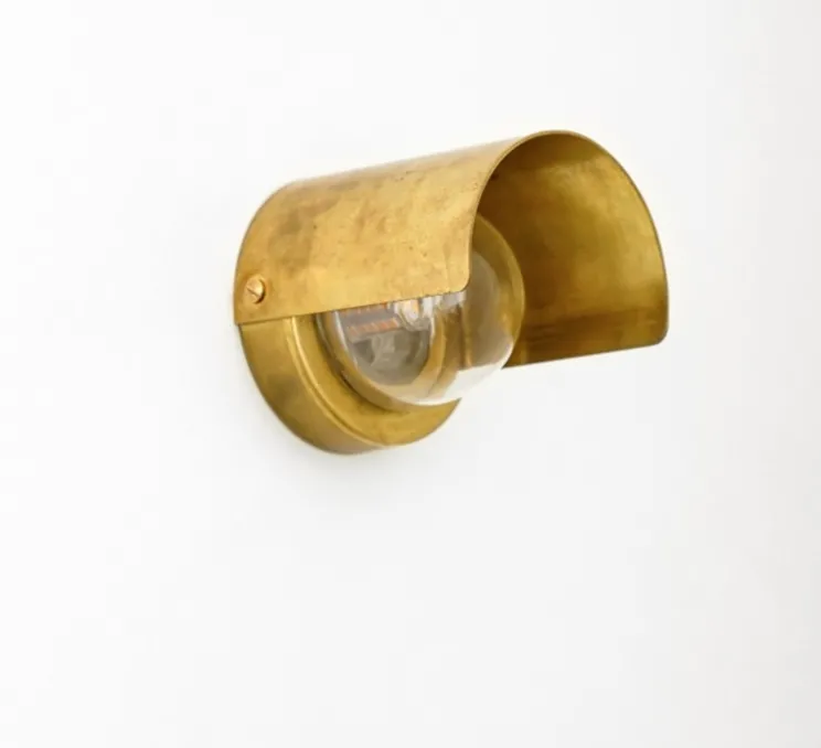Applique d'extérieur, Alba monocle, laiton brossé, verre transparent, IP44, Ø8cm, P10cm - Contain
