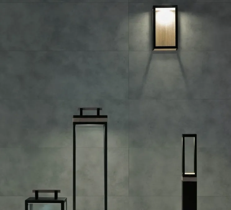 Applique d'extérieur, Carré, bois, noir, IP44, LED, 2700K, 1650lm, L20cm, H35cm - Ethimo