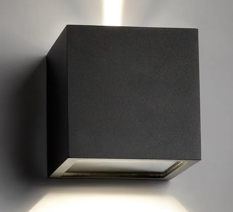 Applique d'extérieur, CUBE XL Up&Down, noir, IP54, LED, 3000K, 1080lm, Ø15cm, H15cm - Light Point
