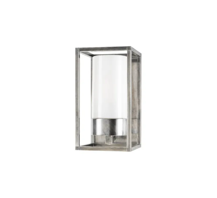 Applique d'extérieur, Cubic 3365, Antique nickel, verre opale, IP44, L15cm, H27cm - Moretti Luce