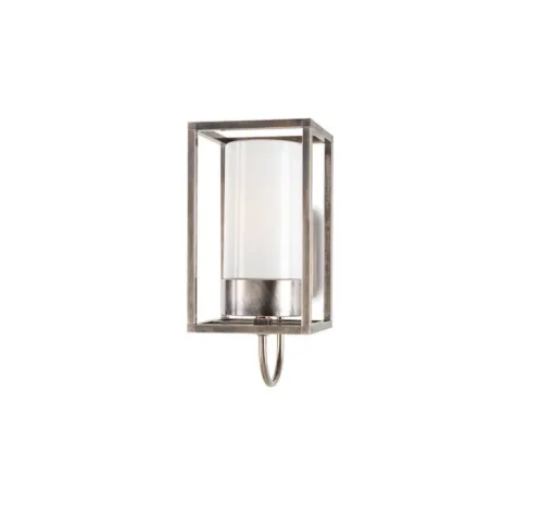 Applique d'extérieur, Cubic 3362, Antique nickel, verre opale, IP44, L15cm, H32,8cm - Moretti Luce