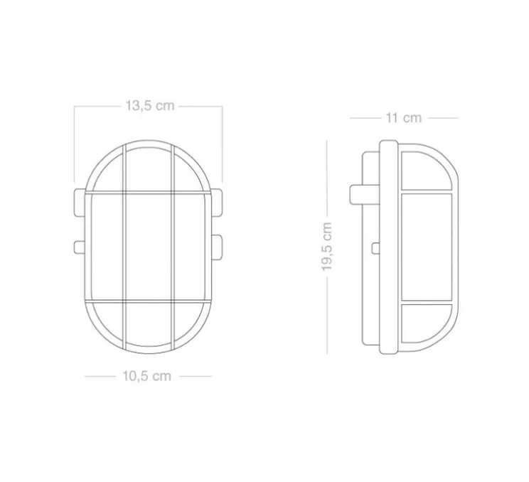 Applique d'extérieur, Hublot, bakélite et verre opalin, noir, IP54, L13,5cm, H19,5cm - Zangra