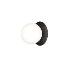 Applique d'extérieur, Liila 1, noir mat, globe opalin, IP54, Ø14cm, H16,5cm - Nuura