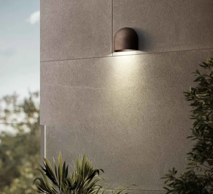 Applique d'extérieur, Mask 298.01.OS, laiton bruni, IP65, LED, dim, 3000K, 750 lm, L14cm, H12,8cm-Il Fanale