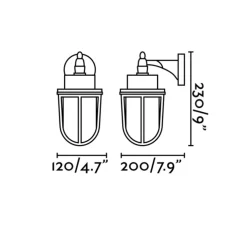 Applique d'extérieur, NAHIR, laiton, IP44, Ø12cm, H21cm - Faro