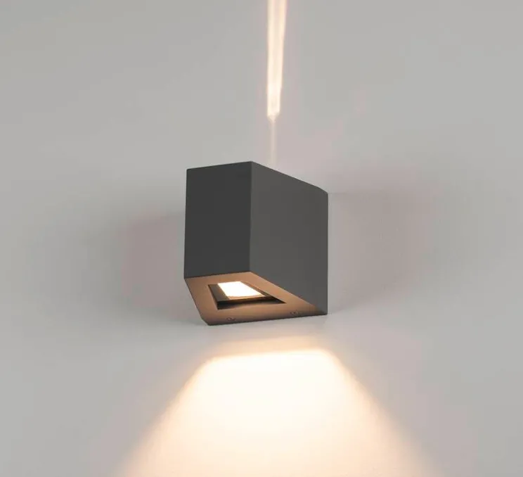 Applique d'extérieur, Out-Beam Up&Down, anthracite, IP44, LED, 3000K, 740 lm, L15cm, H15cm - SLV