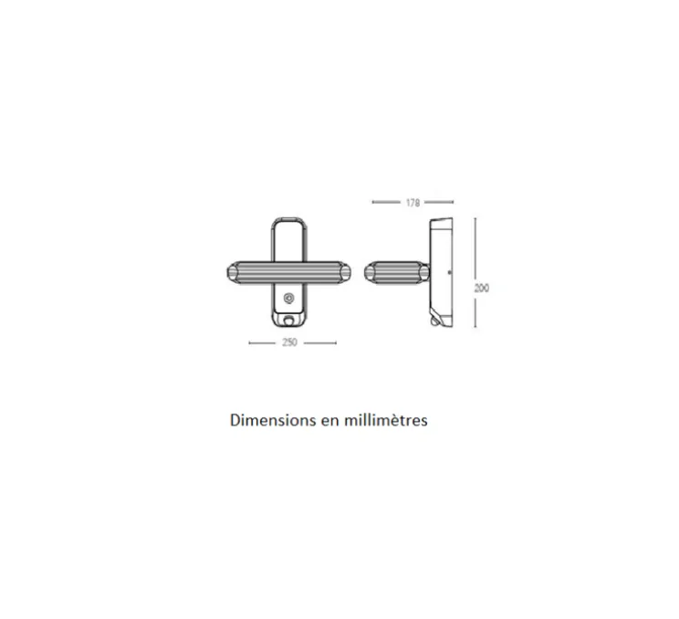 Applique d'extérieur solaire avec détecteur de mouvement intégré, Argo, anthracite, IP54, LED, 4000K, 130 lm, L25cm, H20cm - Nedgis
