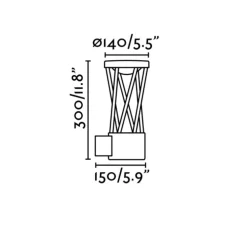 Applique d'extérieur, TWIST, gris, IP65, LED, 3000K, 350lm, L14cm, H30cm - Faro