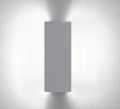 Applique d'extérieur, Volet Pivotant, double, outdoor, réédition Charlotte Perriand, aluminium naturel anodisé, IP55, LED, dim, 3000K, 585 lm, L13cm, H34cm - Nemo Lighting
