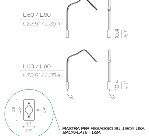 Applique, FLEXILED 60 Bronze, Cuir ivoire, LED, 2700K, 500lm, L60cm, Hcm - Contardi