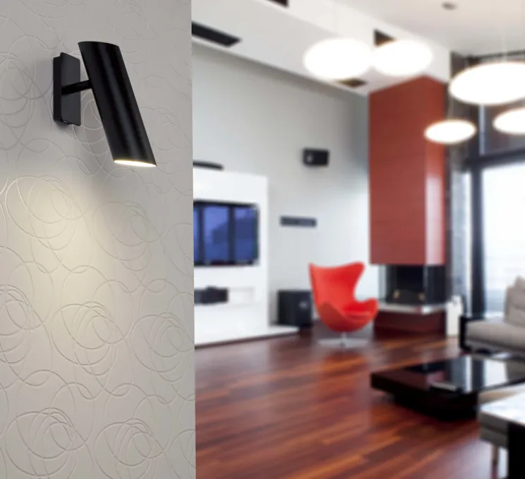 Applique, Link, noir, H22cm, Ø5,6cm - Faro