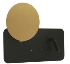 Applique liseuse, Eklipse Mixte Horizontale, Noir Structuré Epoxy Laiton, LED, 2700K,L30cm - Tekni Led