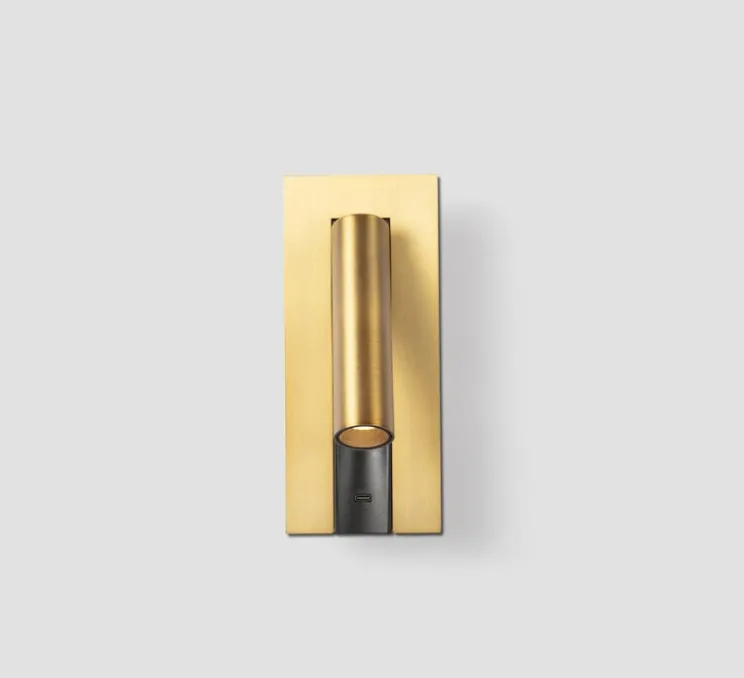 Applique liseuse, en saillie / encastrable, Gabo, USB-C, bronze, LED, 2700K, 394 lm, L8cm, H18,5cm - Faro