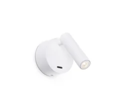 Applique, liseuse, en saillie, BOC, blanc, interrupteur LED, 3000k, 3W, H17cm, Ø7,5cm - Faro