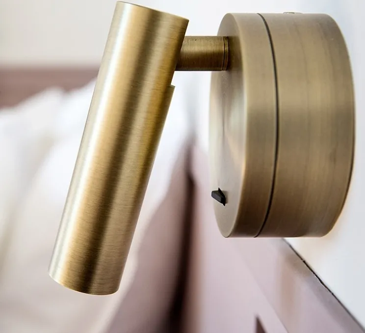 Applique, liseuse, en saillie, BOC, bronze, interrupteur LED, 3000k, 3W, H17cm, Ø7,5cm - Faro