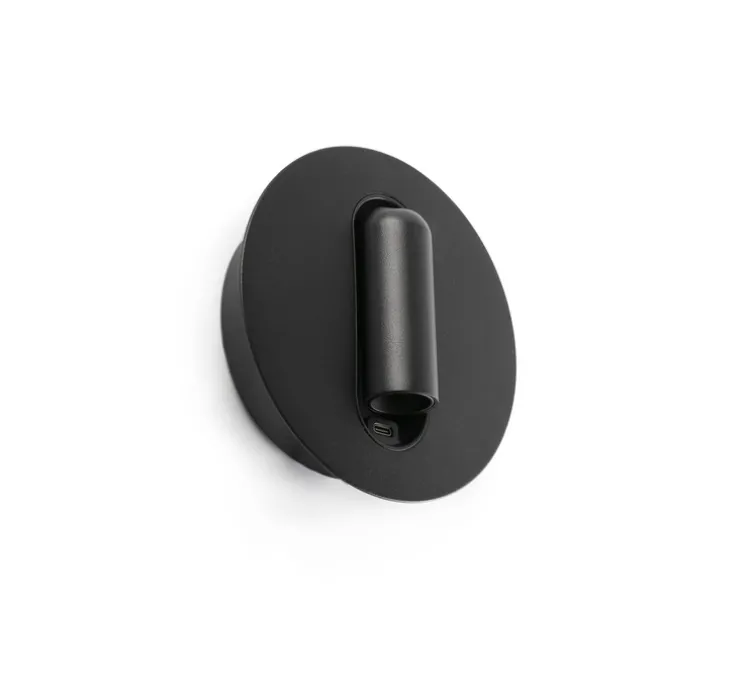 Applique liseuse, encastrable / en saillie, Timit, port USB-C, noir, LED, 2700K, 357 lm, L14,5cm, H14,5cm - Faro
