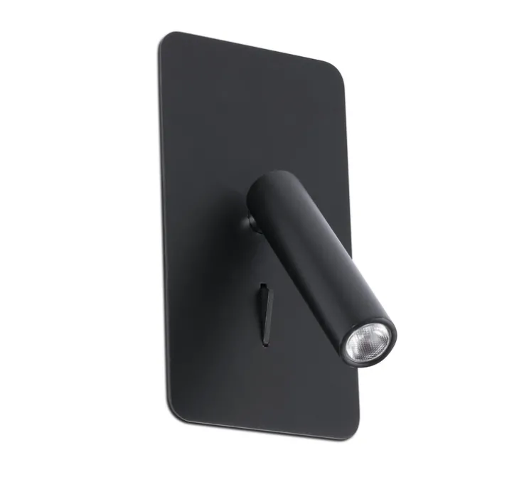 Applique, liseuse, encastrable, SUAU, noir, avec interrupteur, LED, 3000K, 140lm, H17cm, L9,5cm - Faro