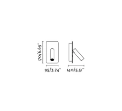 Applique, liseuse, encastrable, SUAU, noir, avec interrupteur, LED, 3000K, 140lm, H17cm, L9,5cm - Faro