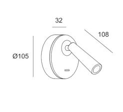 Applique, liseuse, Gamma Round, blanc, LED, 2700K, 137 lm, L10,8cm, H10,5cm - LEDS C4