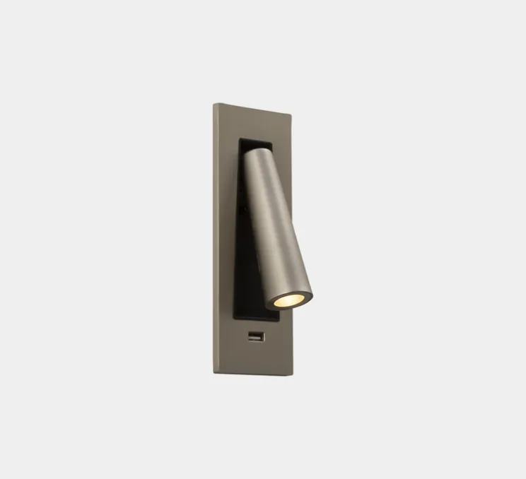 Applique, liseuse, Gamma SR USB, nickel satiné, LED, 2700k, 137 lm, L6,5cm, H18cm - LEDs C4