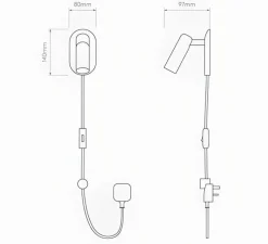 Applique, liseuse, Gio, noir mat, L8cm, H14cm - Astro