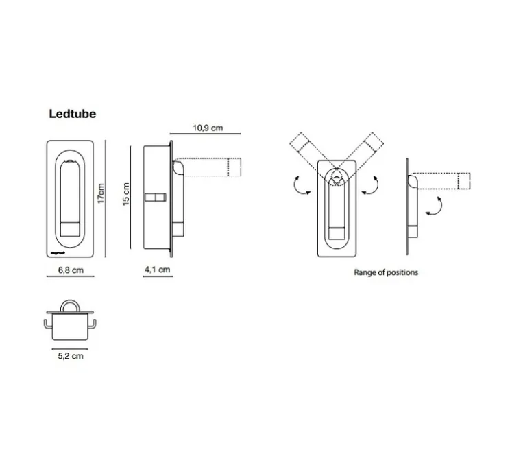 Applique, liseuse, Ledtube, avec grille, interrupteur, LED, 2700k, 150lm, bronze, H17cm - Marset