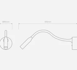 Applique, Liseuse, Lucca, surface, avec interrupteur, noir mat, noir, LED, 2700k, 124 lm, Ø8,5cm, H40,4cm - Astro