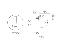 Applique, liseuse, Panau, nickel, LED, 3000K, 540 lm, L15cm, H15cm - ACB
