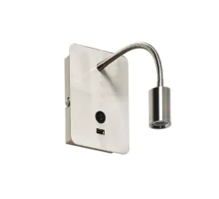 Applique, liseuse, Reader Flex USB, chrome mat, LED, 3000K, 145 lm, L11cm, H14cm - MDC