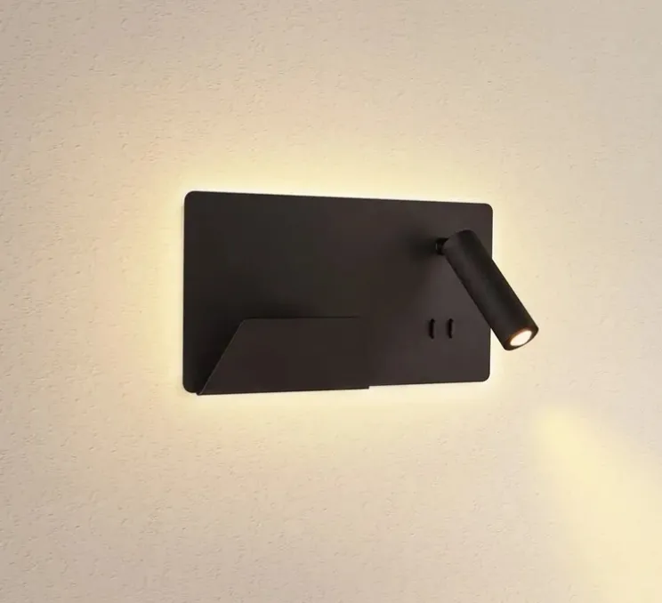 Applique, Liseuse, Somnila Gauche, noir, LED, 3000K, 490 lm, L28cm, H16cm - SLV