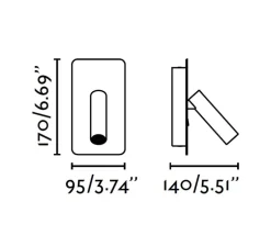 Applique, liseuse, SUAU, blanc, en saillie, avec interrupteur, LED, 3000K, 140lm, L9,5cm, H17cm - Faro