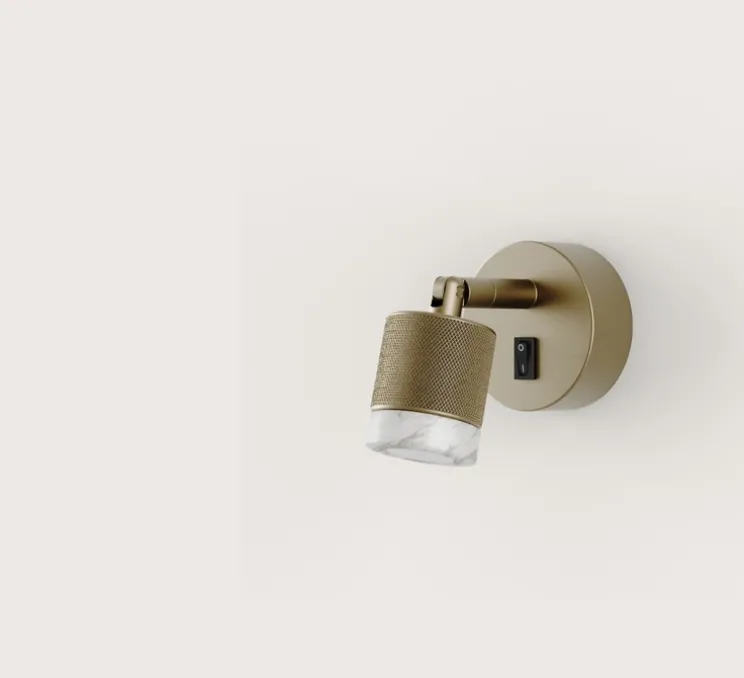 Applique, liseuse, Tea, A1337, vieil or, marbre blanc, LED, 2700K, 300 lm, L8cm, H8cm - Aromas del Campo