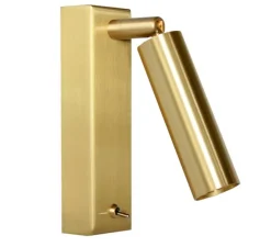 Applique liseuse, Vortex 2W sur rotule et patère, Laiton Brossé vernis mat, LED, 2700K,L4,3cm, H14,5cm - Tekni Led