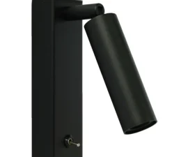 Applique liseuse, Vortex 2W sur rotule et patère, Noir Structuré, LED, 2700K, L4,3cm, H14,5cm - Tekni Led